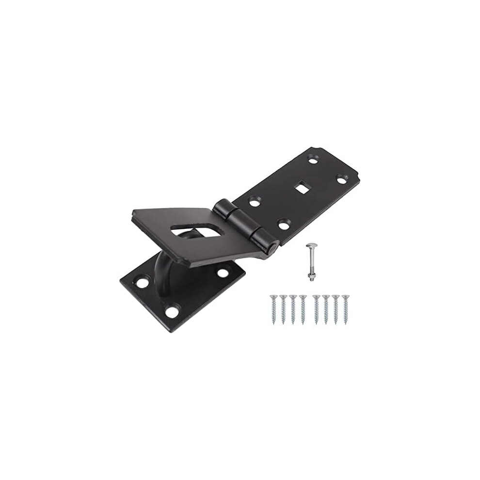 Terf Heavy Duty Hasp And Staple Set Black 185Mm Security Door Padlock Latch Including Fixing Screw For Use With Outdoor Cabinet Cupboard Cage Gate 5059655005224