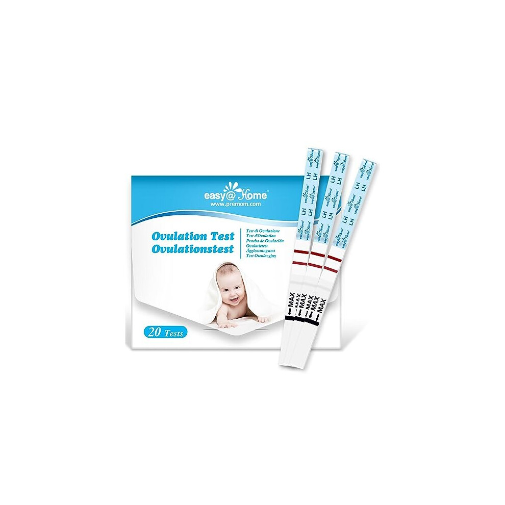 Ovulation Fertility Test Predictor Kit: Easy@Home 20 LH Strips Accurate Fertility Test for Women Ovulation - Powered by Premom Ovulation Tracker App