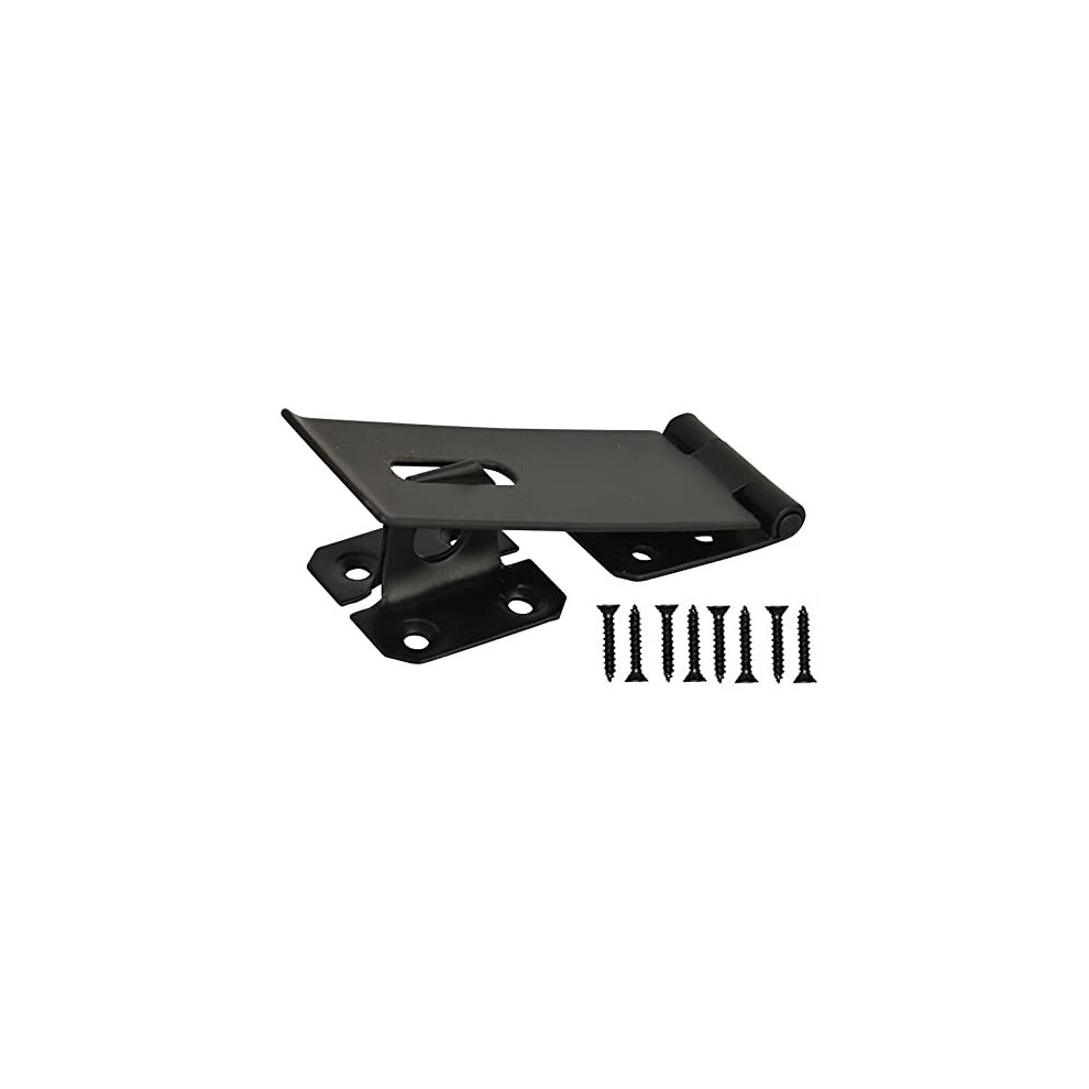 Terf 1 Pcs Safety Hasp And Staple Set Black 115Mm Padlock Latch Including Fixing Screw For Use Outdoor House Cabinet Cupboard Cage Door Gates And 5059655005279