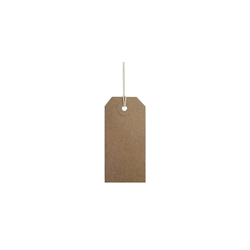Strung Tags Brown Reinforced Card Clothing Parcel Label String Hanging Gift Swing Tickets Kraft Hang Price Labelling 96mm x 48mm (Pack of 200)