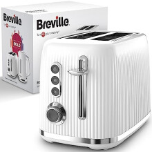 Bold White 2-Slice Toaster with High-Lift and Wide Slots | White and Silver Chrome [VTR037]