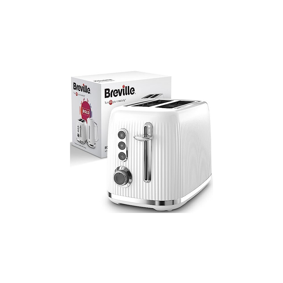 Bold White 2-Slice Toaster With High-Lift And Wide Slots | White And Silver Chrome [VTR037]