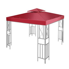8x8 Gazebo Canopy Replacement Top Waterproof Cover - Outdoor Gazebo Canopy Cover - Double Tier UV30 Cover for Canopies, Garden, Patio, Yard Tent (Red)