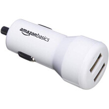 4.8 Amp/24W Dual USB Car Charger for Apple & Android Devices, 2-Port, White
