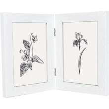 Double Photo Picture Frame 6 x 4, White, Holds 2 Standard Photographs, Freestanding, Twin Hinged 6x4" 10 x 15 cm Picture Frames