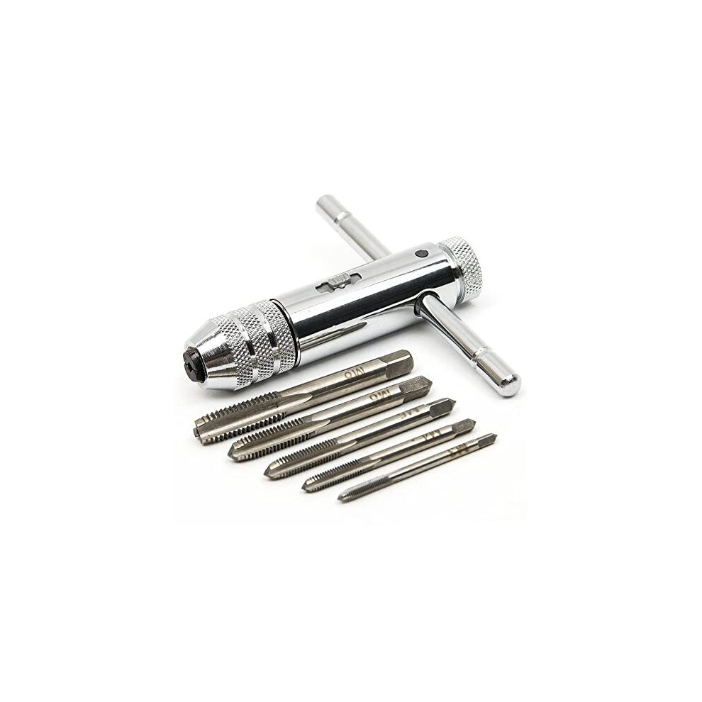 T-Handle Ratchet Tap Adjustable Tap Threading Wrench Set M3-M8 Metric Metal Hand Thread Taps for Tap and Die Sets