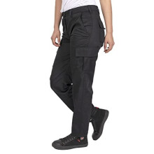 Ladies Heavy Duty Easy Care Multi Pocket Work Safety Classic Cargo Pants Trousers, Black, Size UK 14, Short 28" Leg", LCLPNT241