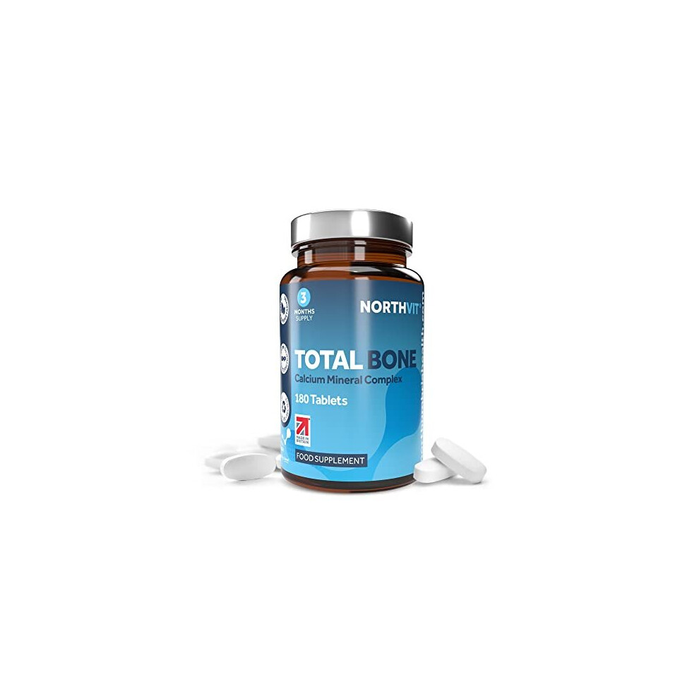 Northumbria Health Total Bone Calcium Mineral Complex, 180 Vegetarian Tablets (3 Month Supply), High Strength Osteo Tablets For Strong Bones & Teeth, Provides 100% Nrv