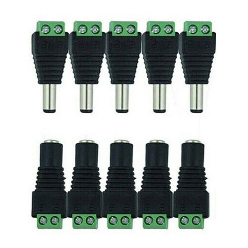 10Pcs 12V DC CCTV 5.5 X 2.1mm Female Male Power Connector Adapter Plug ...