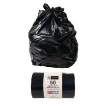 50 Heavy Duty Refuse Sacks, Kitchen Bin Liners, Large Bin Bags, Strong Leak Resistant Rubbish Bin liners, Dustbin Waste Bag Roll for Kitchen Home