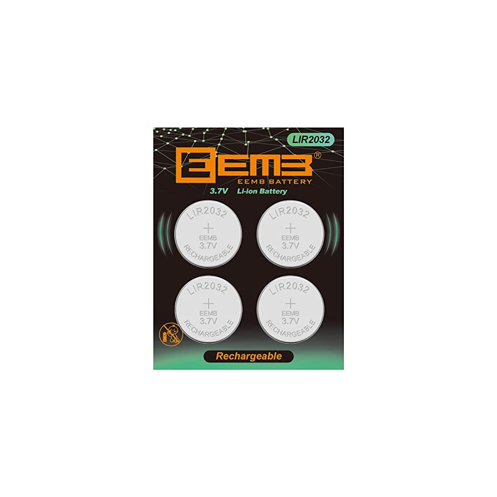 Eemb Lir2032h Rechargeable Battery With 4Pcs 3.7V Lithium-Ion Coin Button Cell Batteries 70Mah Can Replace Ml2032 For Car Remote Key Fob Watch(4)
