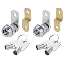 2 Pack Tubular Cam Locks, Dreld 5/8 Inch Cylinder Security Lock with 4 Keys, Straight and Offset Cam, Chrome Finish Storage Locks for Mailbox, Drawer,