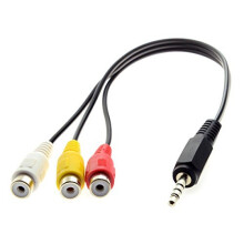 CY 3.5mm 1/8" Male Stereo Car AUX to 3 RCA AV Female Cord Audio Video Composite Cable 20cm