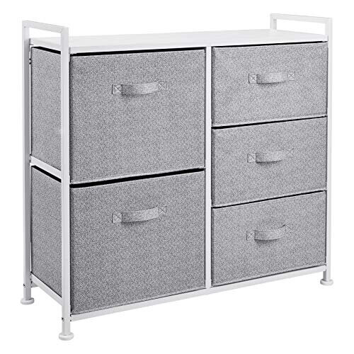 Amazon Fabric 5-Drawer Storage Organizer Unit for Closet, White