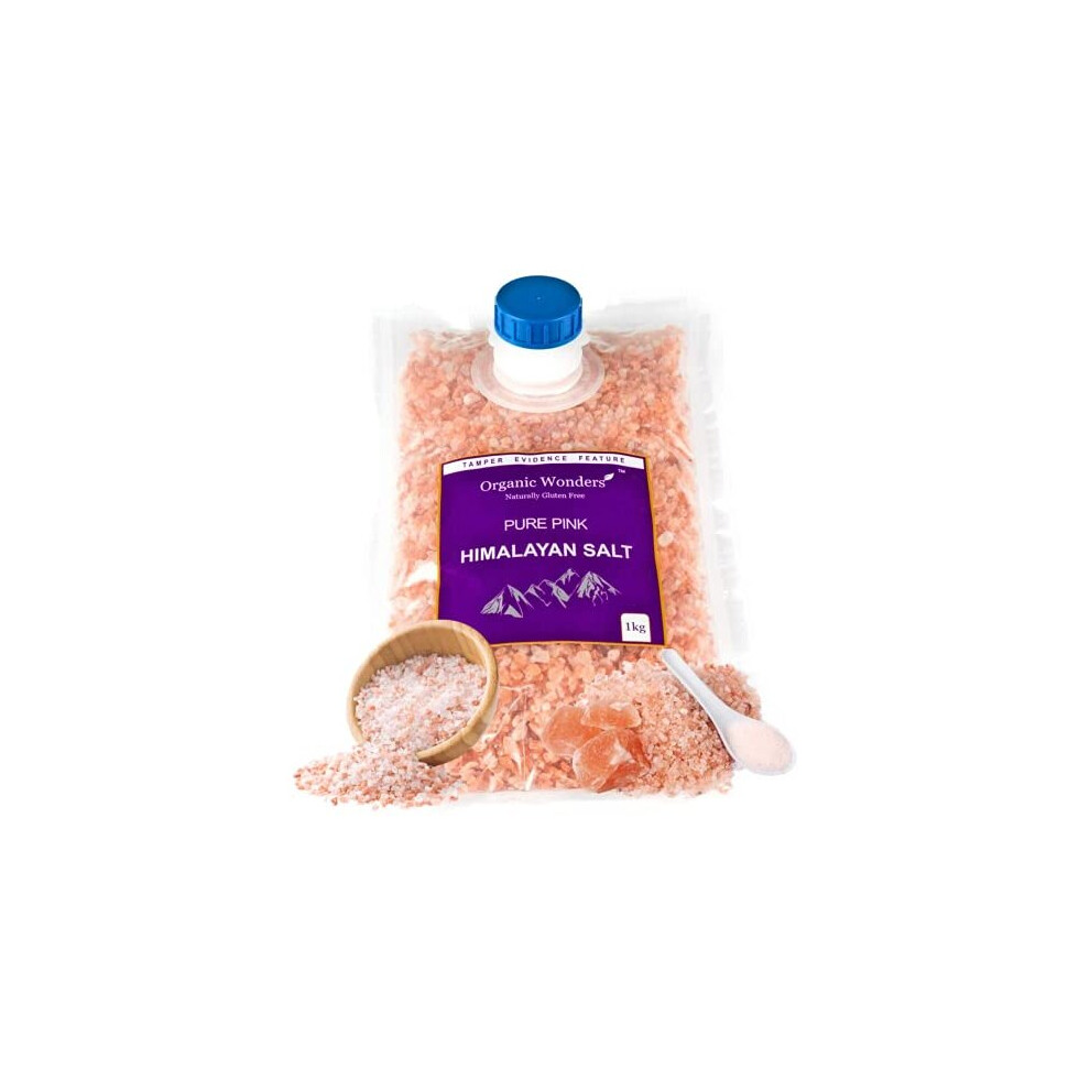 Pure Pink Himalayan Salt (Coarse) 1kg Premium UNREFINED | 100% Natural | Gluten Free | Vegan | Vegetarian by Organic Wonders