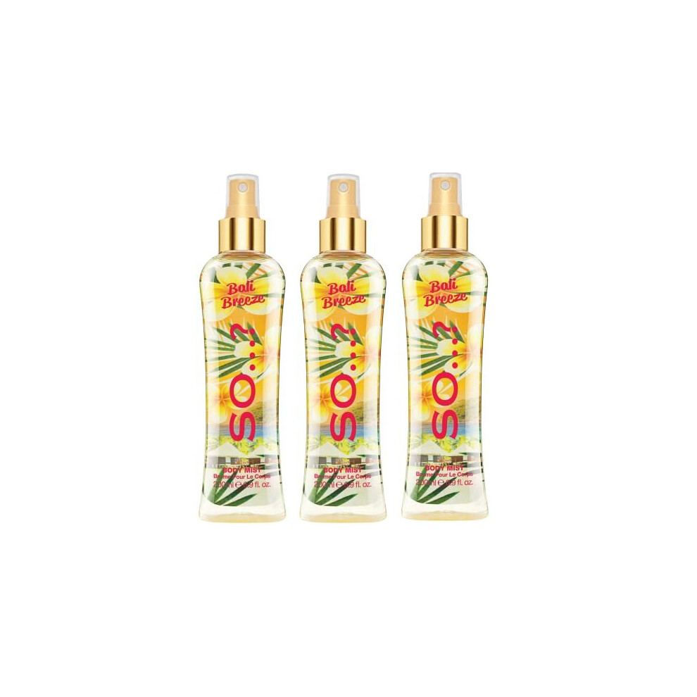 Summer Escapes Womens Bali Breeze Body Mist Fragrance Spray 200ml Bundle (Pack of 3)