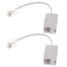 2PCS RJ11 to RJ45 Converter Adapter Telephone Splitter Telephone J11(6P4C) Female to RJ45(8P8C) Male Cable Cord Plug and Play 145mm White