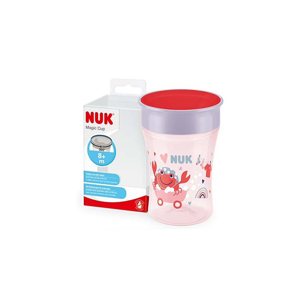 Magic Cup cup 8+ months 230 ml leak-proof 360 drink edge BPA free pink, Crab (red)