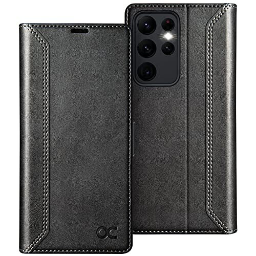 for Samsung Galaxy S23 Ultra Wallet Case,PU Leather Flip Samsung Retro Case with RFID Blocking Kickstand Card Holder Shockproof Phone Cover for Galaxy