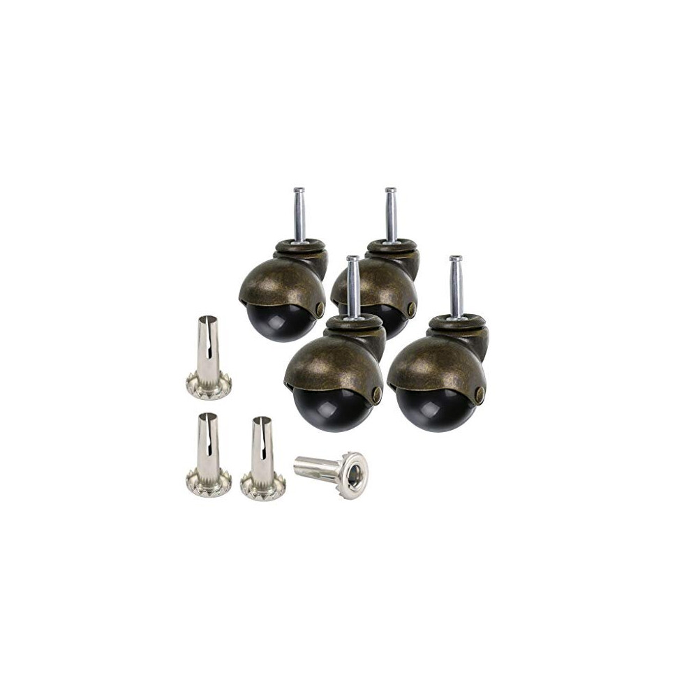 Skelang 50Mm Stem Castor Wheels, Ball Castors With Sockets, Antique Swivel Castors, Replacement For Furniture, Sofa, Chair, Cabinet, Pack Of 4