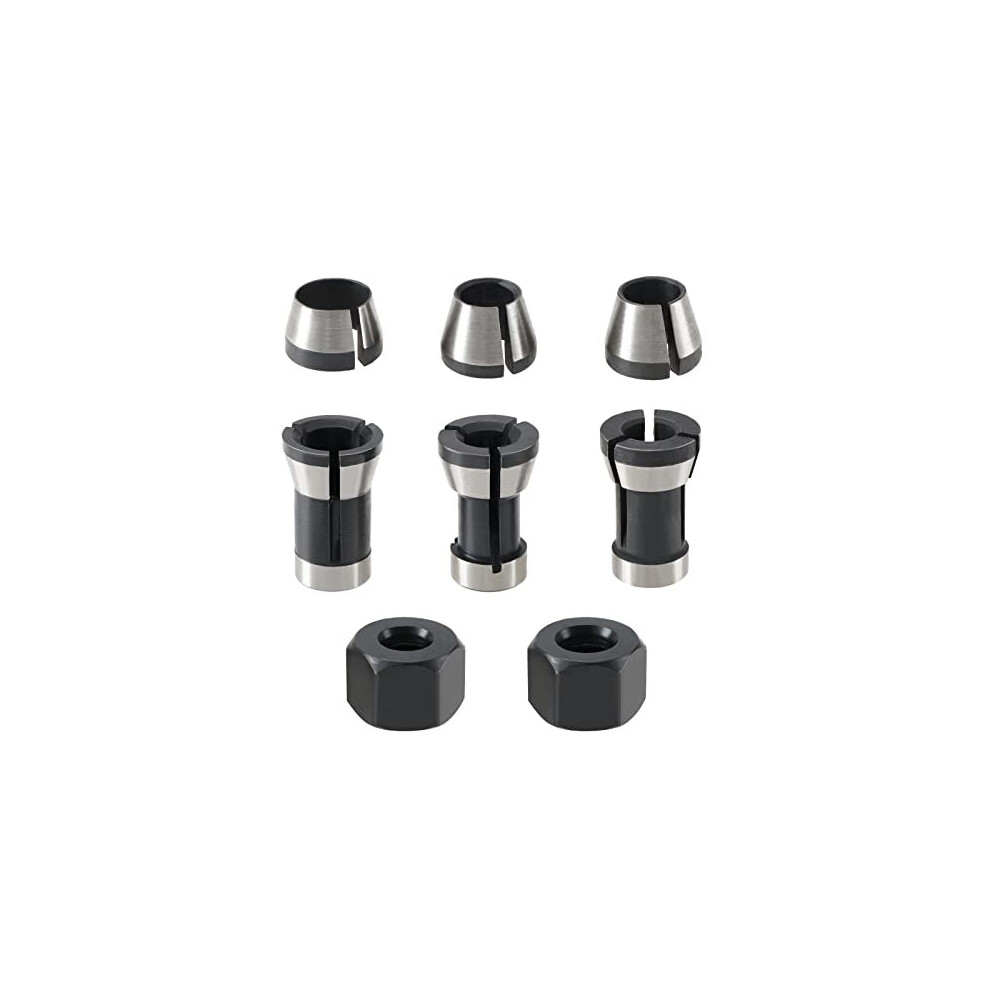 Set With 8Pcs Router Bit Collet Chuck With Screw Nuts Electric Router Clamp Adapter Router Collet Chuck Adapter 6Mm 6.35Mm 8Mm For Engraving Machine 4894831013966
