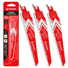 Carbide Reciprocating Saw Blade R656HM Endurance for Hard Wood and Metal Demolition 150mm 6TPI, 3-Pack