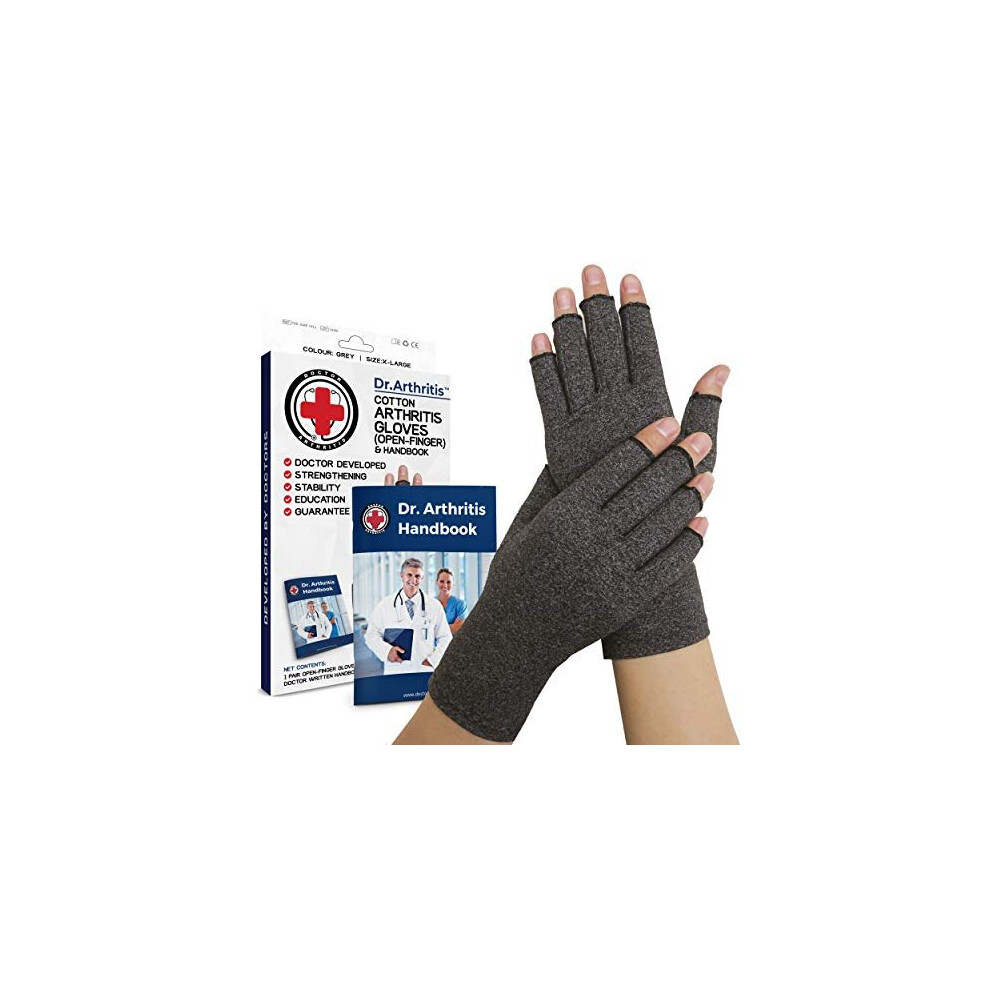 Dr. Arthritis Doctor Developed Compression Gloves/Arthritis Gloves For Women & Men & Doctor Written Handbook - Carpal Tunnel Relief, Arthritis, Raynauds [One Pair]