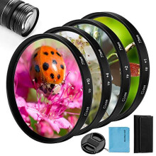 52mm Close-up Filter Kit,Fotover 4 Pieces(+1,+2,+4,+10) Macro Filter Accessory Close-up Lens Filter Kit Set with Lens Filter Pouch for Canon Nikon
