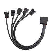 4-Pin Molex to 5 x 3 Pin / 4 Pin PMW 12V PC Case Fan Power Adapter Cable, 3-Pin or 4-Pin (PWM Connector) to Molex Computer Cooler Cooling Fan Splitter