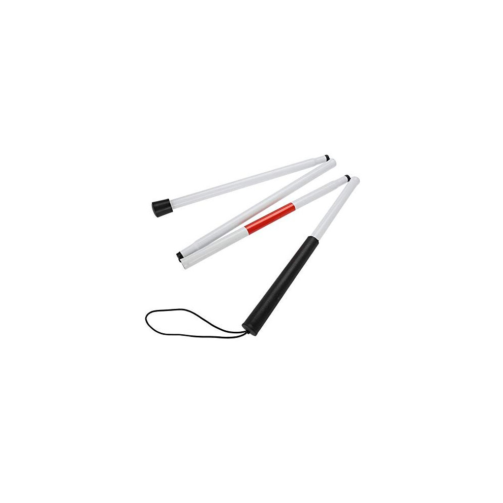 Nikou White/Red Stick Blind Collapsible Folding Walking Stick Cane, Walking Cane Long Stick Foldable Mobility Collapsible Reflective For The Blind And