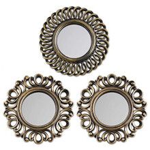 Wall Mirrors Pack of 3 Gold Vintage Mirrors for Living Room, Home Decor & Bedroom | Round Mirrors for Hanging and Wall Decor | Small Mirrors & Home