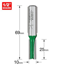 CraftPro Straight Two Flute Router Cutter Bit, 1/2 Inch Shank, 10mm Cut Diameter & 25mm Cut Length, Tungsten Carbide Tipped, C016CX1/2TC