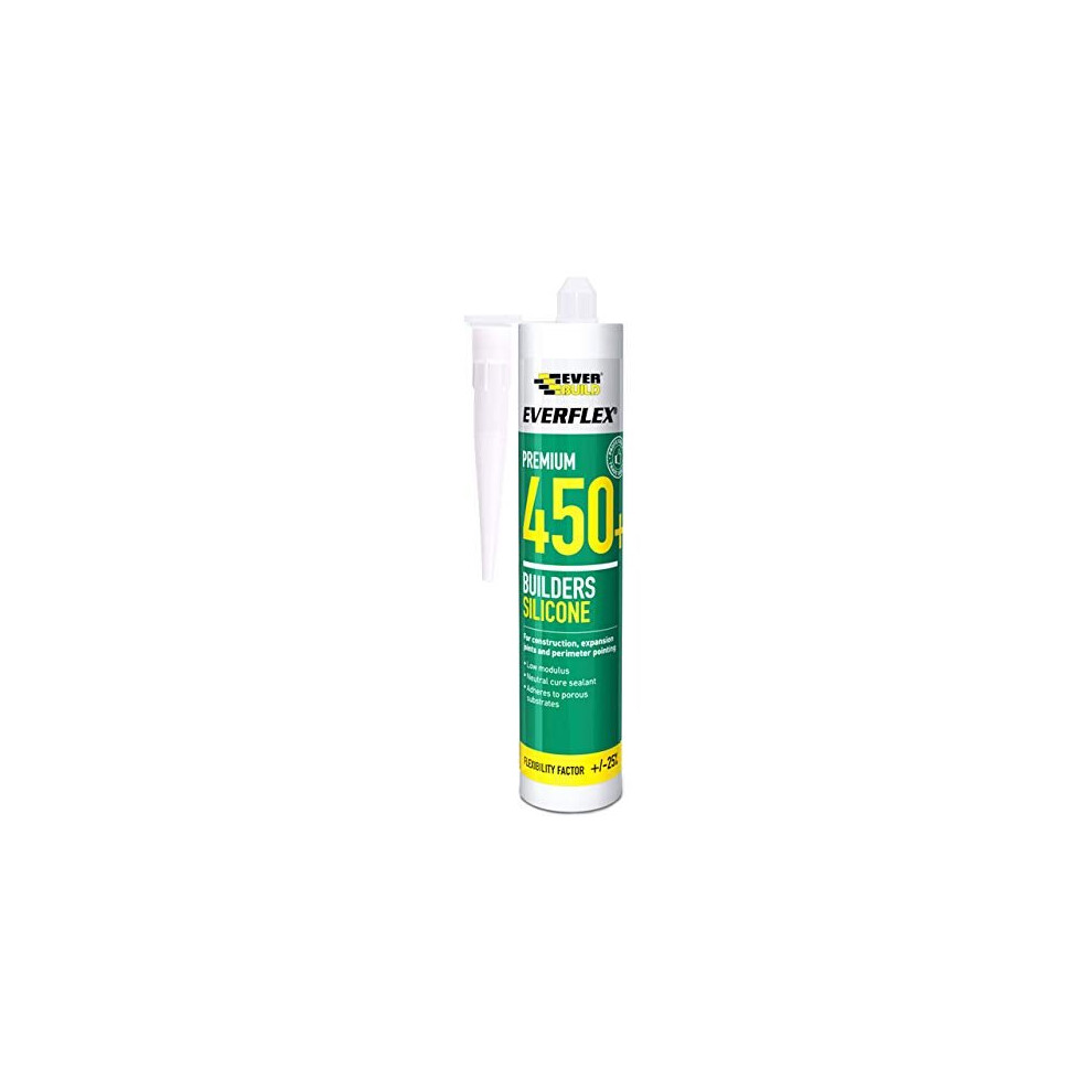 Everflex 450 Premium+ Builders Silicone Sealant - Suitable for Wood and All Windows Frames - White - 300 ml
