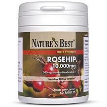 Rosehip Tablets 10,000mg | 60 Vegan Tablets | One-A-Day | 2 Month's Supply | High Strength | with 250mg Vitamin C for Normal Collagen Formation |