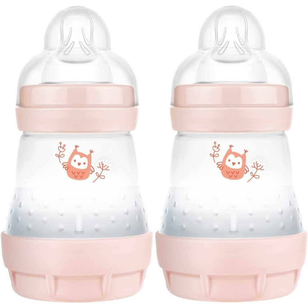 Easy Start Self Sterilising Anti-Colic Baby Bottle 2 Pack (2 x160 ml) MAM Baby Bottles with Slow Flow MAM Teats Size 1, Newborn Essentials, Pink