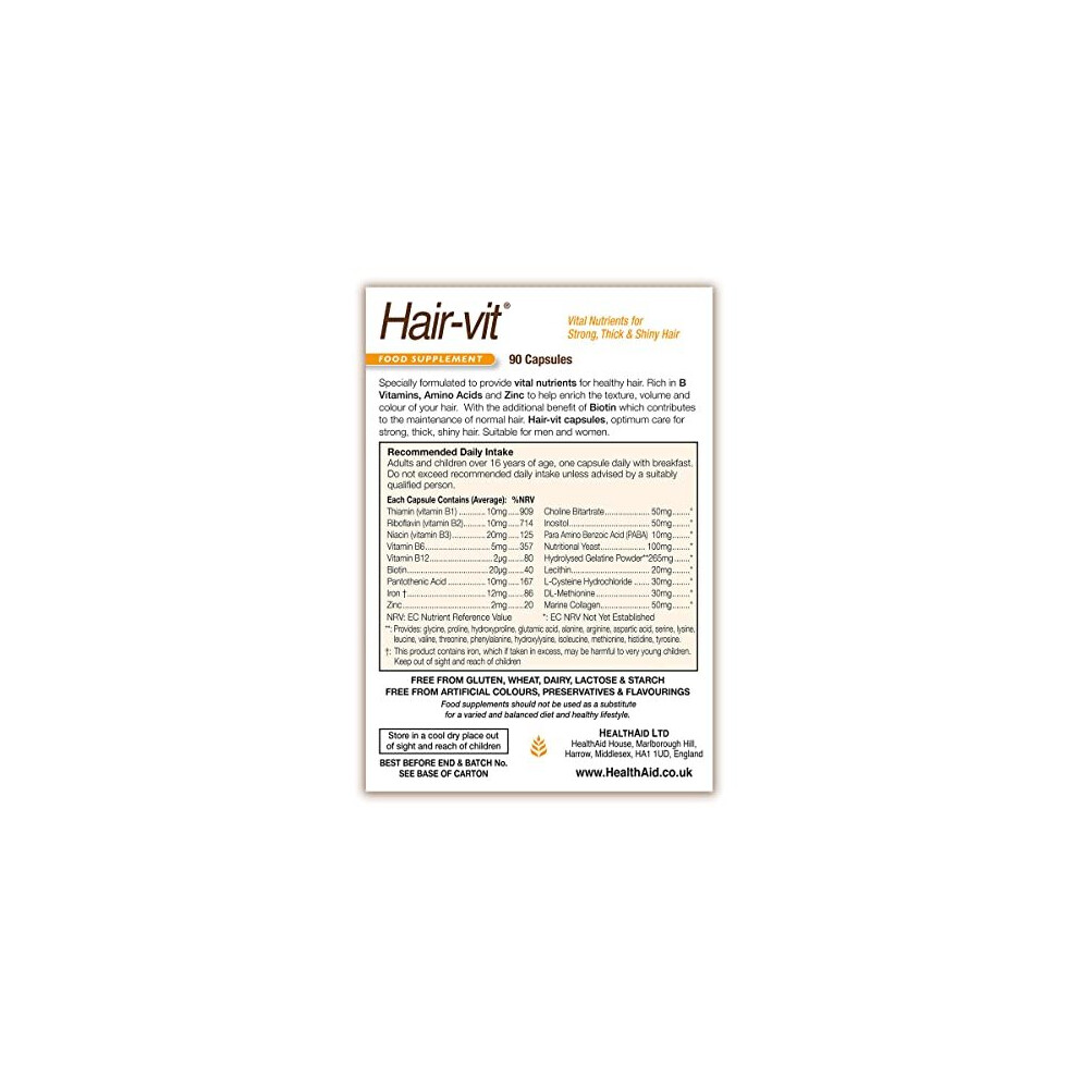 Healthaid Hair-Vit Pack Of 2 X 90 Capsules (180 Capsules)