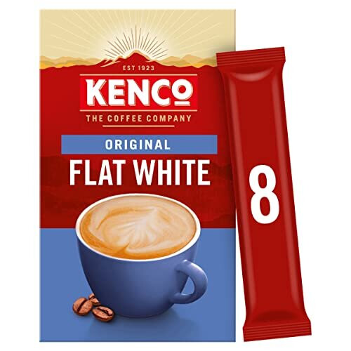 Flat White Instant Coffee Sachets s 8x14.8g (Pack of 5, Total 40 Sachets, 592g)