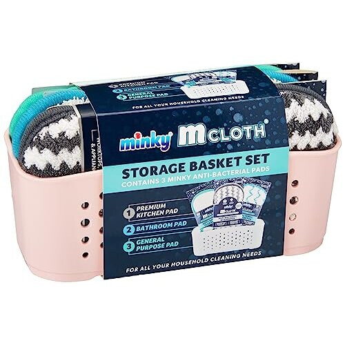 Minky Pink M Cloth Storage Basket Set