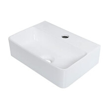 M41101 Bathroom White Ceramic Vessel Sink, Rectangle Wall Mounted Countertop Basin, Cloakroom Sink, 375 x 262 x 105mm