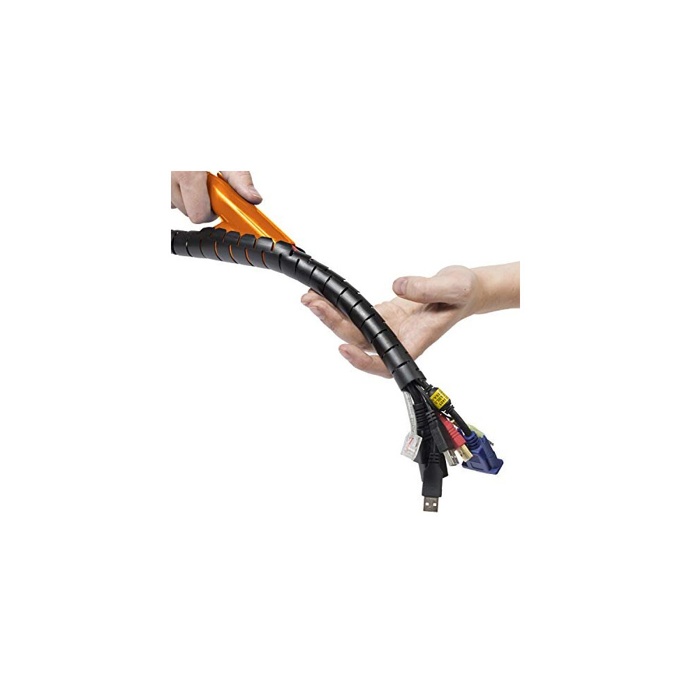 Cable Tidy Sleeve, Tv Cable Management Solution, Wire Tidy To Hide, Organise & Protect Cables - 2.5M Length, 25Mm Outer Diameter - Black 5060226648368