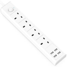 Extension Lead with USB Slots, 4 Way Sockets Outlets 4 USB Ports, 13A/3250W 1.8M Extention Cable with Switch Surge Protected Power Strips, UK Multi