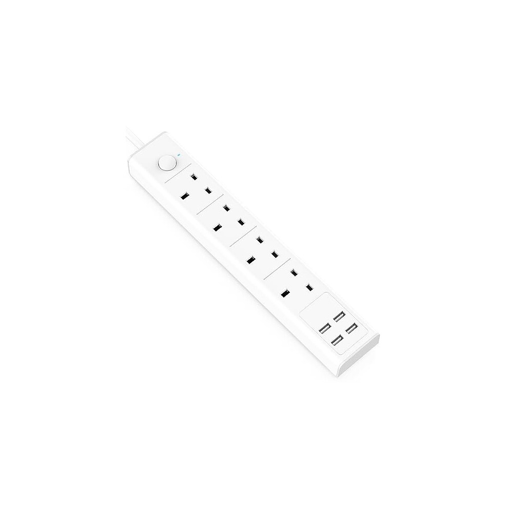 Extension Lead with USB Slots, 4 Way Sockets Outlets 4 USB Ports, 13A/3250W 1.8M Extention Cable with Switch Surge Protected Power Strips, UK Multi