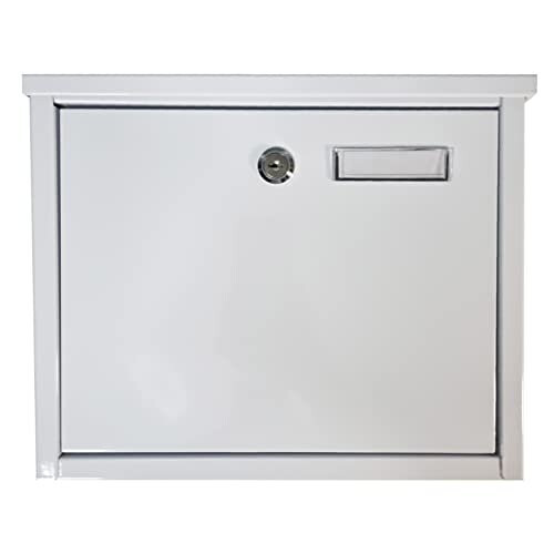 Wall Mounted Post Box - Large Mail Box Outdoor Weather Resistant Postbox Galvanized Steel Lockable Letterbox Top Loading Mailbox with Cylinder Lock,