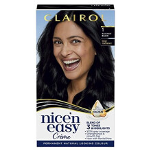 Nice'n Easy Crème, Natural Looking Oil Infused Permanent Hair Dye, 1 Blackest Black