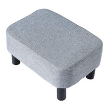 42 cm Footstool, Rectangle Ottoman with Stable Wooden Legs, Modern Linen Fabric Footrest, Change Shoes Stool for Living Room, Padded Seat for Bedroom,