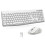 Wireless Keyboard and Mouse Combos, 12 Multimedia and Shortcut Keys UK Layout Full Size Keyboard and Mouse Set for Windows,MacOS,Linux-White (Battery 1