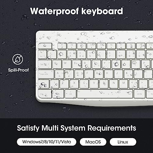 Wireless Keyboard and Mouse Combos, 12 Multimedia and Shortcut Keys UK Layout Full Size Keyboard and Mouse Set for Windows,MacOS,Linux-White (Battery 2