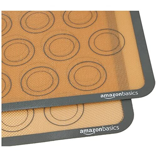 Amazon Silicone Macaron Baking Mat, 2 Piece Set, Brown/Black, Rectangular, 41.9 cm x 29.5 cm 1