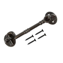TERF 150mm Heavy Duty Antique Black Cabin Door Hook and Eye Lock 150mm (6 inch) Cabinet Latch Catch including Fixing Screw For Door Gate Window
