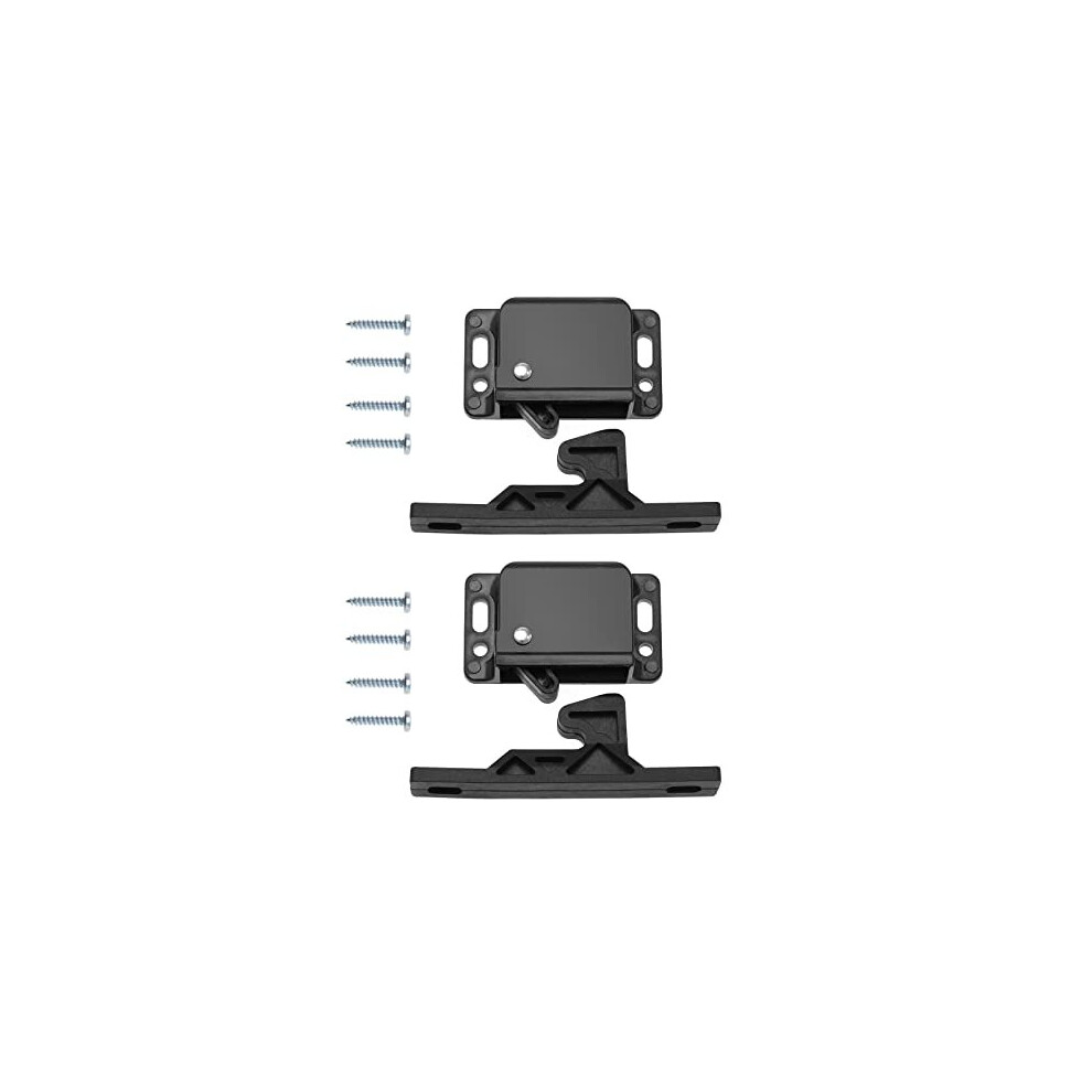 2X Cabinet Door Latch With 8Pcs Screws Rv Drawer Latches Caravan Door Retainer Catch Accessories For Cabinets Sliding Door Home Kitchen Black 4894832113849